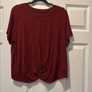 Super Soft Burgundy Knot Front Top